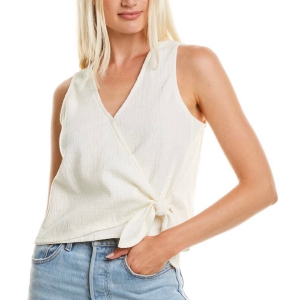Madewell white tie tank texture thread cropped xxs